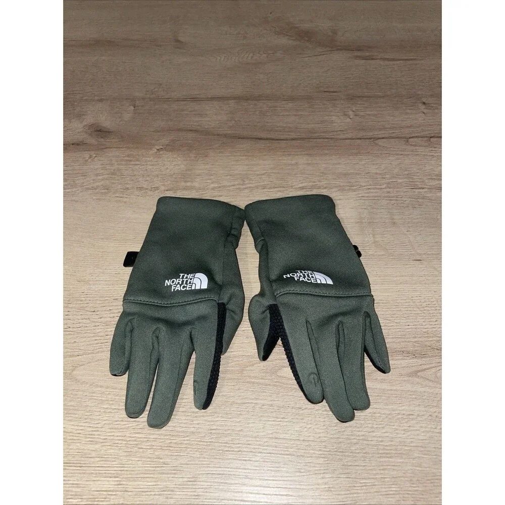The North Face Etip Gloves Kids M Olive Green Touchscreen Fleece
